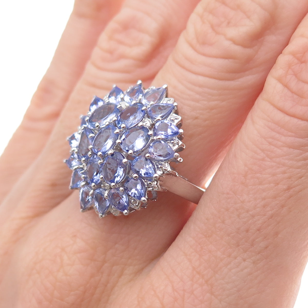 Chuck Clemency 925 Sterling Silver Real Multi-Cut Tanzanite Ring Size 8