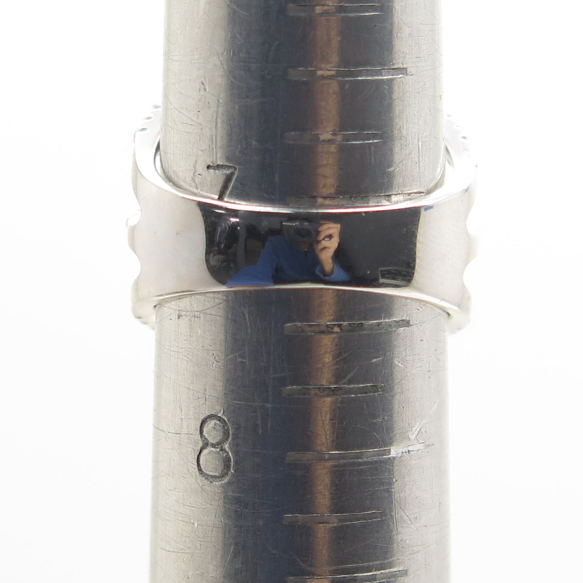 925 Sterling Silver Real Blue & White Topaz 3-Row Spine Ring Size 7.25