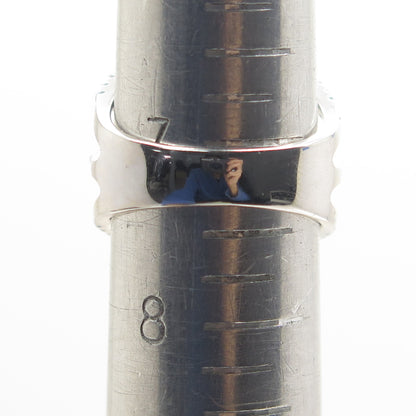 925 Sterling Silver Real Blue & White Topaz 3-Row Spine Ring Size 7.25