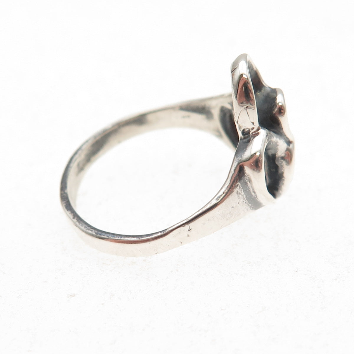 925 Sterling Silver Vintage Modernist Oxidized Ring Size 8