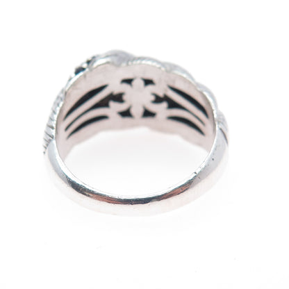 JUDITH RIPKA 925 Sterling Silver Real Sapphire Crisscross Ring Size 9