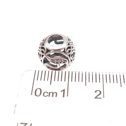 Pandora 925 Sterling Silver C Z Letter Y Slide Bead Charm