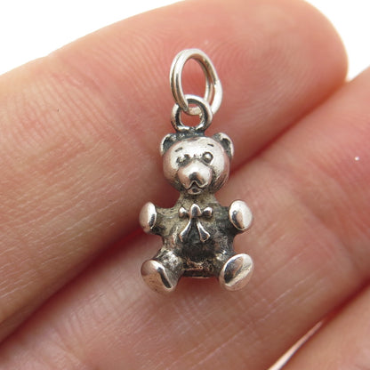 925 Sterling Silver Vintage Teddy Bear 3D Charm Pendant