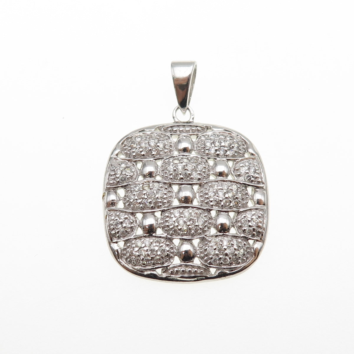 925 Sterling Silver Round-Cut C Z Modernist Charm Pendant