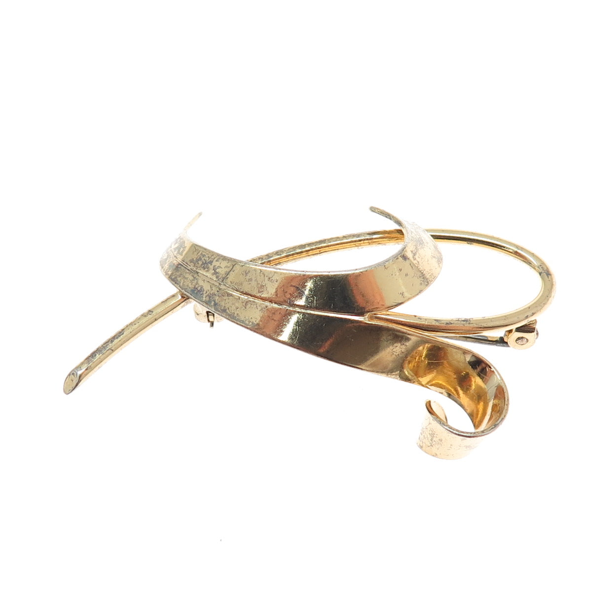 FORSTNER 925 Sterling Silver Gold Plated Vintage Modernist Floral Pin Brooch