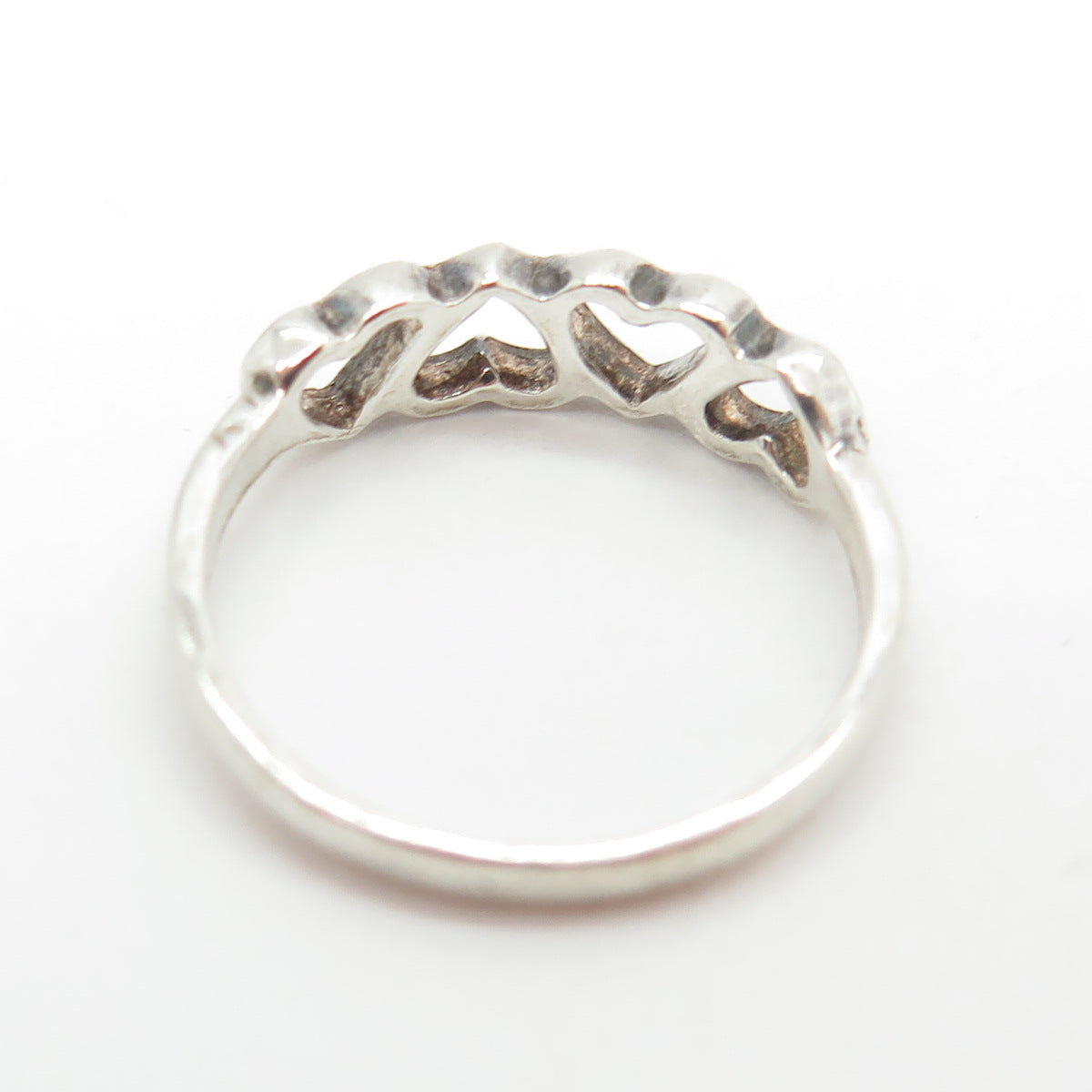 925 Sterling Silver Vintage Open Heart Ring Size 5.75