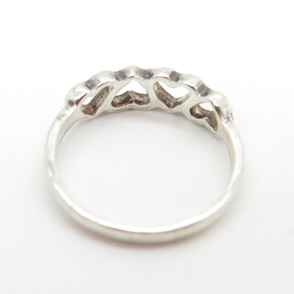 925 Sterling Silver Vintage Open Heart Ring Size 5.75