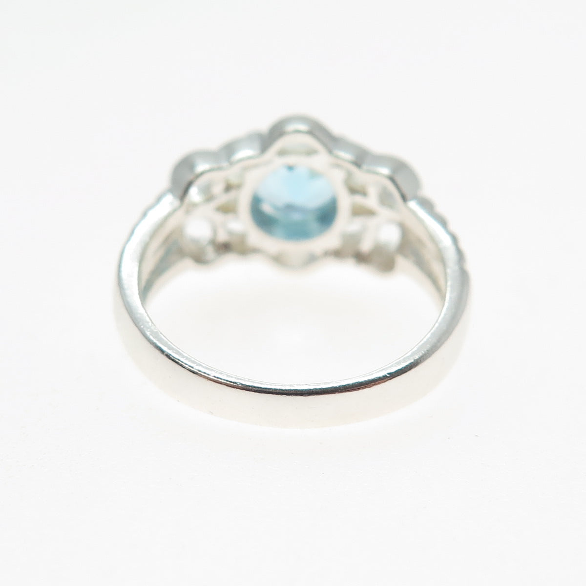 CLYDE DUNEIER CID 925 Sterling Silver Vintage Real Blue Topaz Ring Size 7.5
