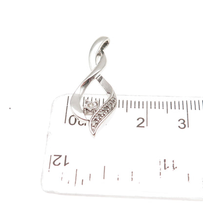 925 Sterling Silver Real Round-Cut Diamond Twisted Charm Pendant