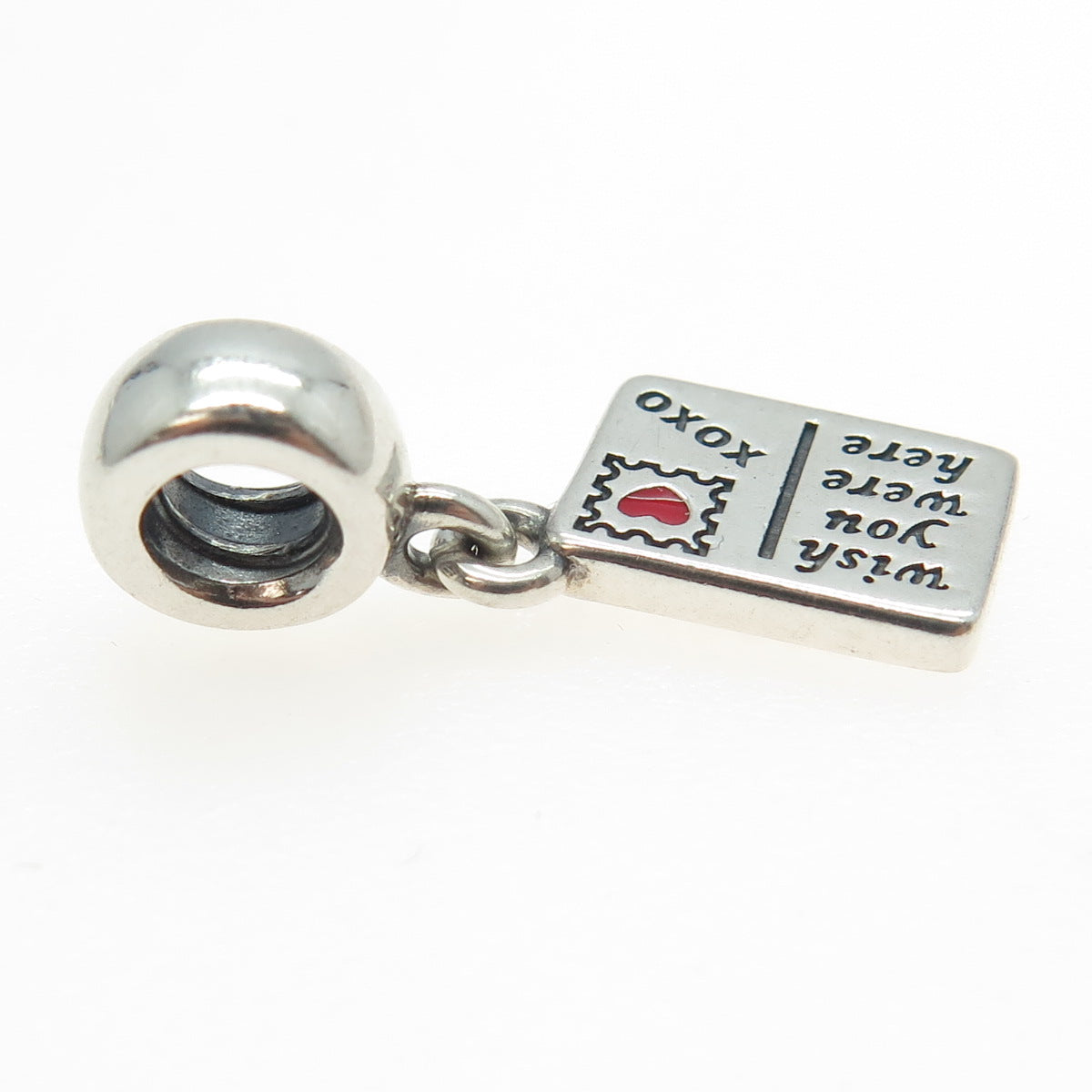 PANDORA 925 Sterling Silver Enamel Wish You Were Here Dangle Bead Charm