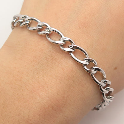 925 Sterling Silver Vintage A&Z Cable Link Bracelet 6.75"