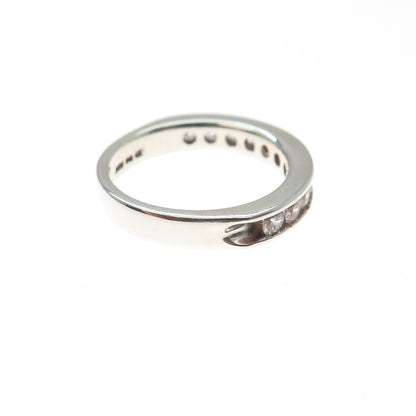 925 Sterling Silver Round-Cut C Z Half Eternity Band Ring Size 6