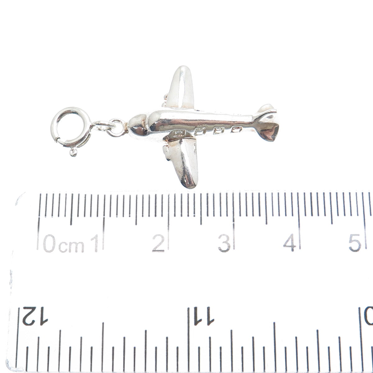925 Sterling Silver Vintage Airplane Spring Ring Lock Clasp Charm Pendant