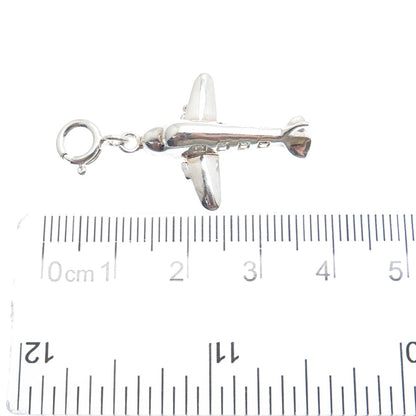925 Sterling Silver Vintage Airplane Spring Ring Lock Clasp Charm Pendant