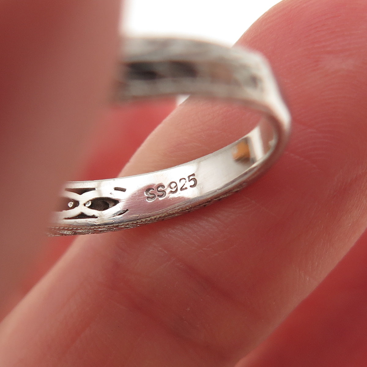 925 Sterling Silver Princess & Round-Cut C Z Engagement Ring Size 7
