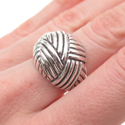 925 Sterling Silver Vintage Mexico Modernist Dome Oxidized Ring Size 6