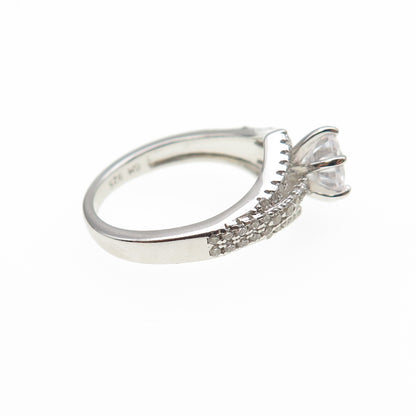 925 Sterling Silver Round-Cut C Z Engagement Ring Size 5.25