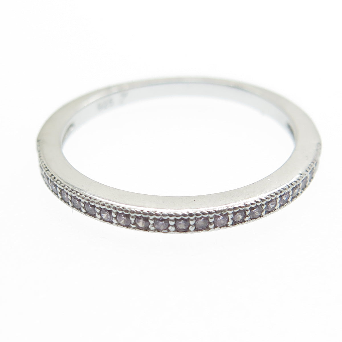 COLIBRI 925 Sterling Silver Round-Cut C Z Half Eternity Band Ring Size 6.25