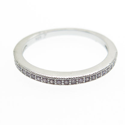 COLIBRI 925 Sterling Silver Round-Cut C Z Half Eternity Band Ring Size 6.25