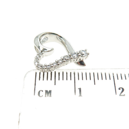 SAI 925 Sterling Silver Round-Cut Graduated C Z Heart Minimalist Slide Pendant