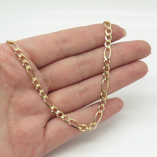 HAN 925 Sterling Silver Gold Plated Italy Figaro Chain Necklace 18"