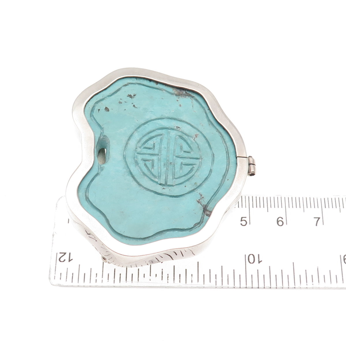 SIERRA 925 Sterling Vintage Mexico Turquoise Chinese Longevity Slide Pin Pendant