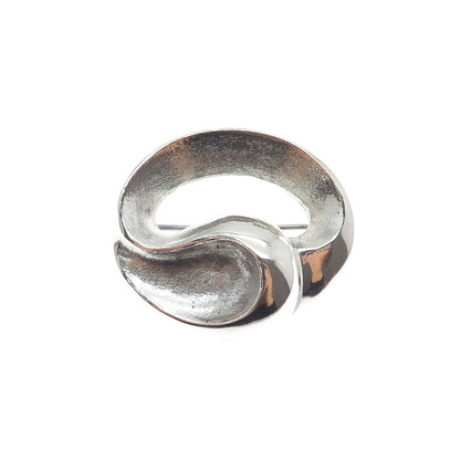 835 Silver Vintage European Modernist Oxidized Pin Brooch