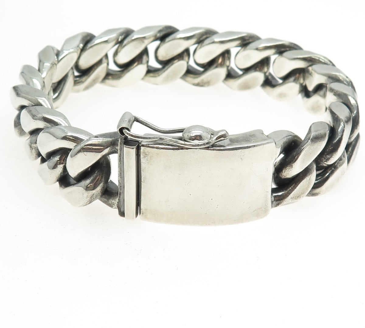 NINO 925 Sterling Silver Vintage Solid 183.3g Cuban Link Bracelet 8.5"
