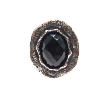 CLYDE DUNEIER CID Sterling Silver Vintage Black Onyx Modernist Ring Size 8.25