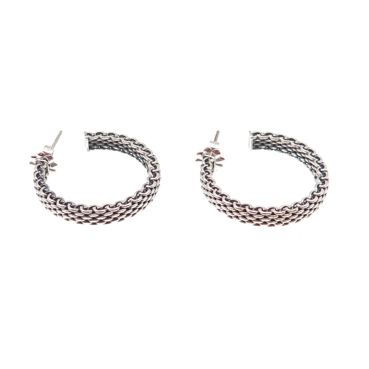 Tiffany & Co. 925 Sterling Silver Vintage Somerset Mesh Hoop Earrings