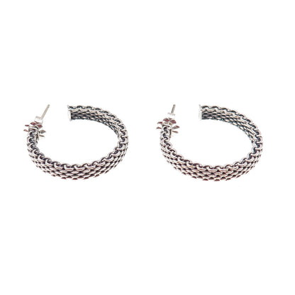 Tiffany & Co. 925 Sterling Silver Vintage Somerset Mesh Hoop Earrings