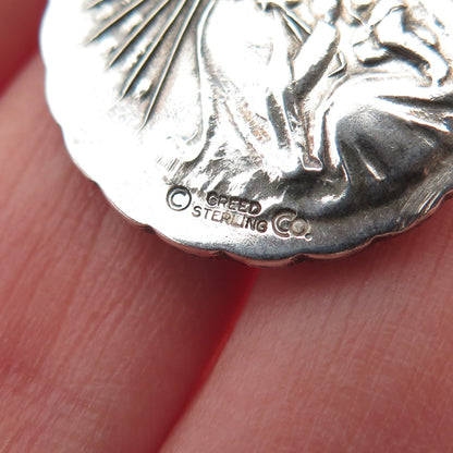Creed 925 Sterling Silver Vintage Jesus Sacred Heart Medal Charm Pendant