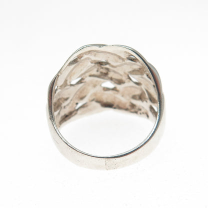 925 Sterling Silver Vintage Modernist Woven Ring Size 6