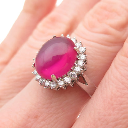 Stauer 925 Sterling Silver Lab-Created Star Ruby & C Z Ring Size 6.25