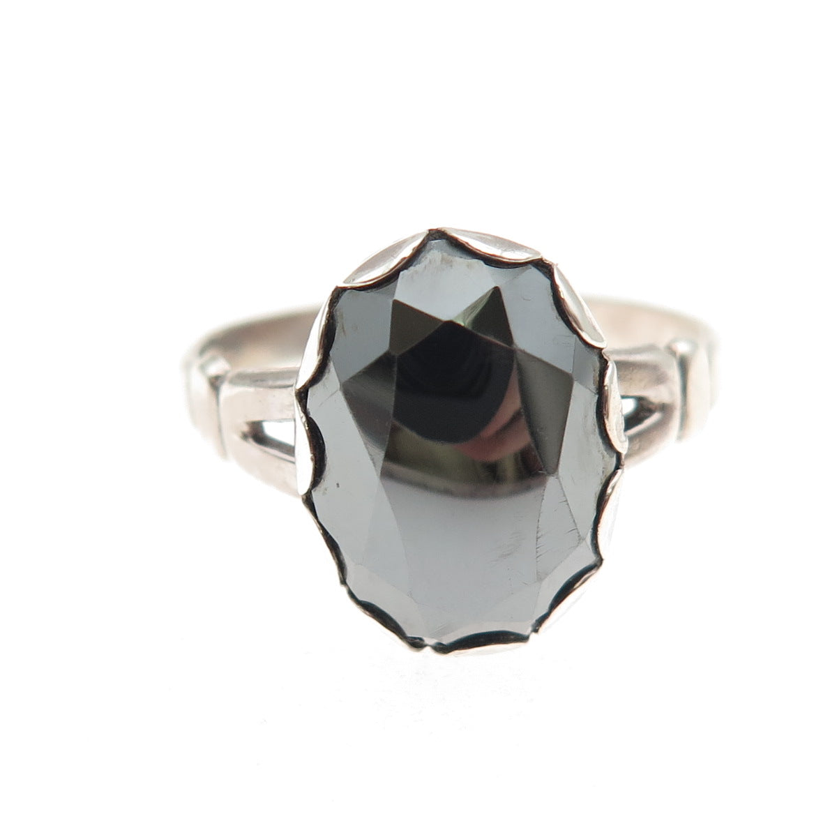 Bell Trading Post Old Pawn 925 Sterling Silver Vintage Hematite Ring Size 8.75