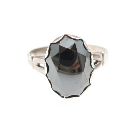 Bell Trading Post Old Pawn 925 Sterling Silver Vintage Hematite Ring Size 8.75