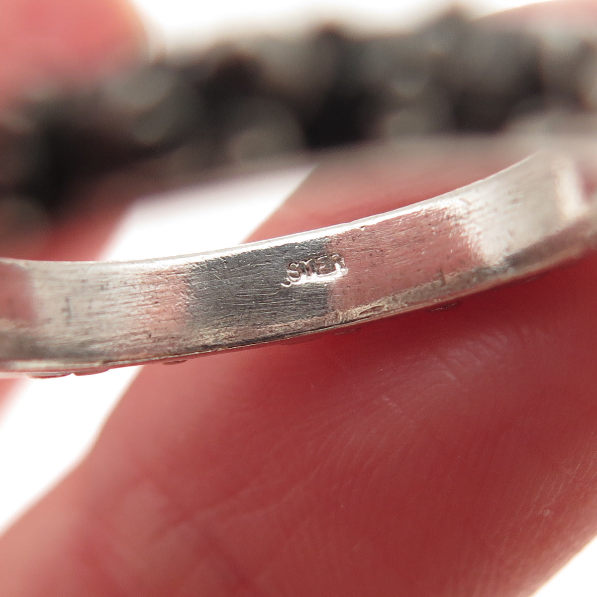 925 Sterling Silver Vintage Granulated Oxidized Band Ring Size 7
