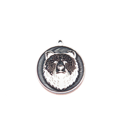 925 Sterling Silver Vintage Bear Oxidized Minimalist Charm Pendant