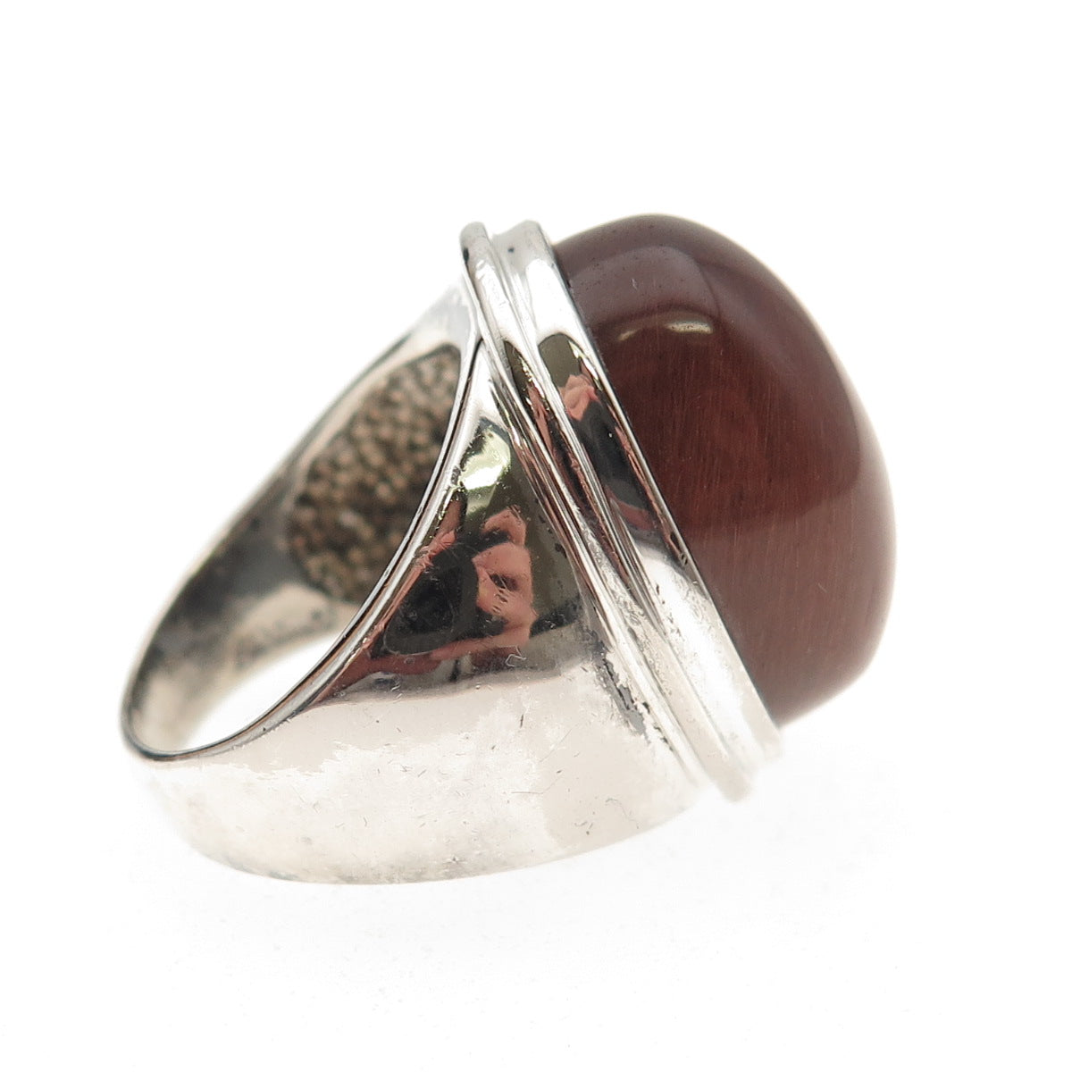 Badavici Sterling Silver Vintage Real Rutilated Quartz Modernist Ring Size 6.25