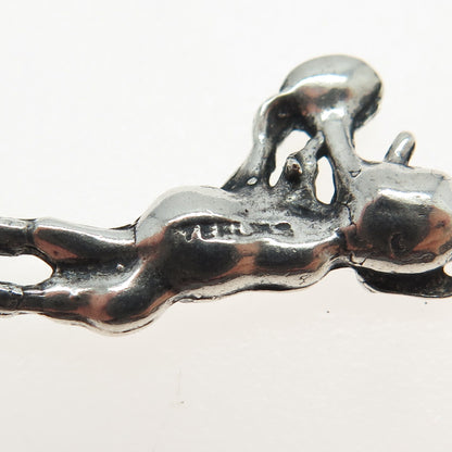 925 Sterling Silver Vintage Cartoon Clarinet Musician Character Charm Pendant