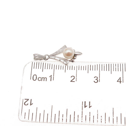 Tru-Kay 925 Sterling Silver Antique Art Deco Real Pearl Charm Pendant