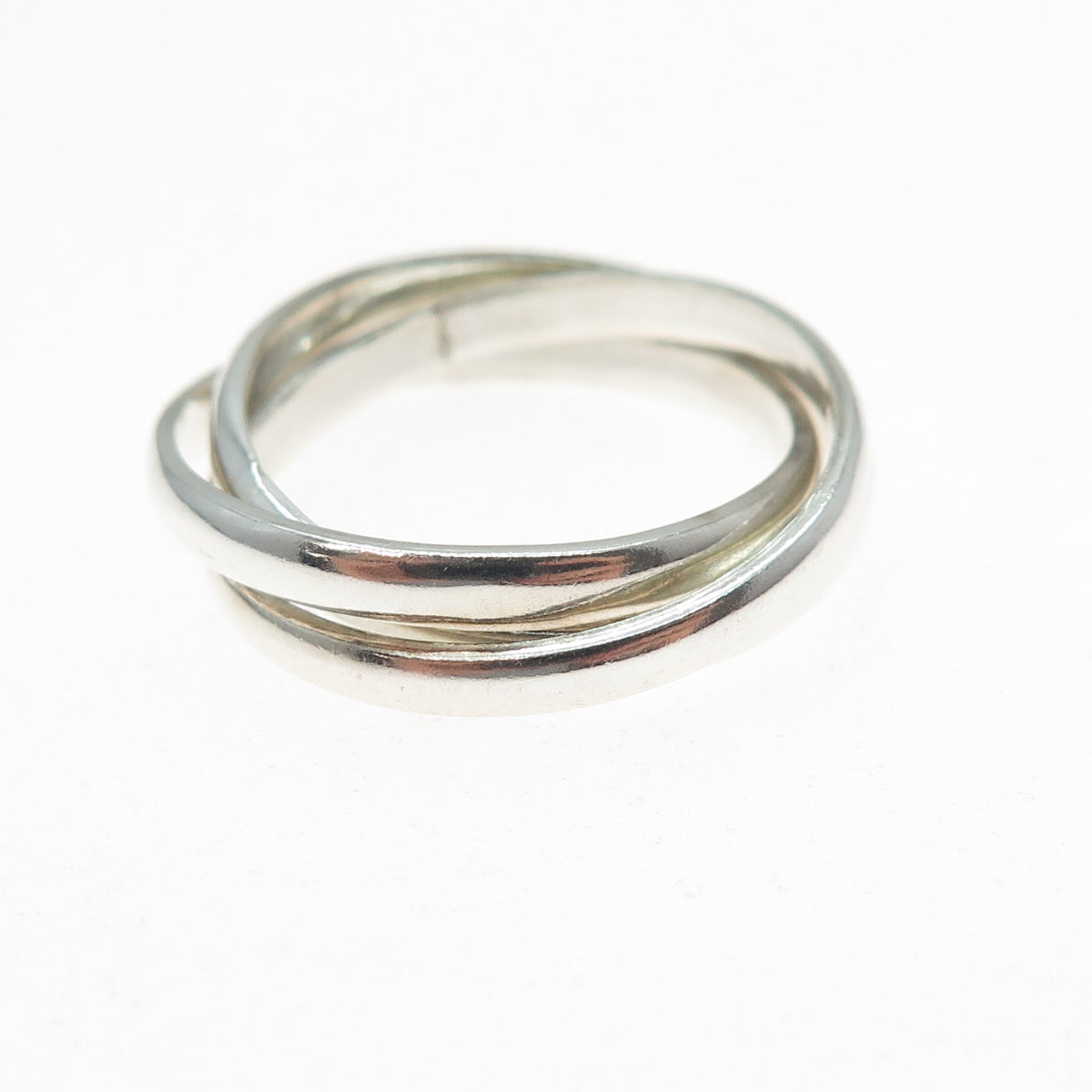 925 Sterling Silver Vintage Mexico Interlocked Trinity Band Ring Size 8