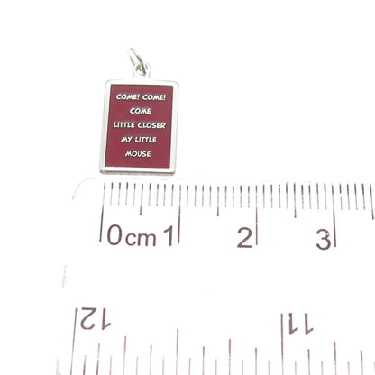 925 Sterling Red Enamel Come Little Closer My Little Mouse Minimalist Pendant