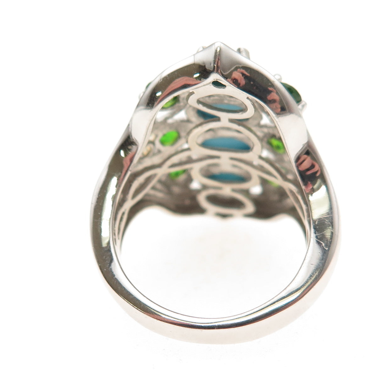 Chuck Clemency Sterling Silver 2-Tone Real Turquoise & Tanzanite Ring Size 8.25