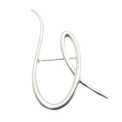925 Sterling Silver Vintage Modernist Letter "U" Alphabet Pin Brooch