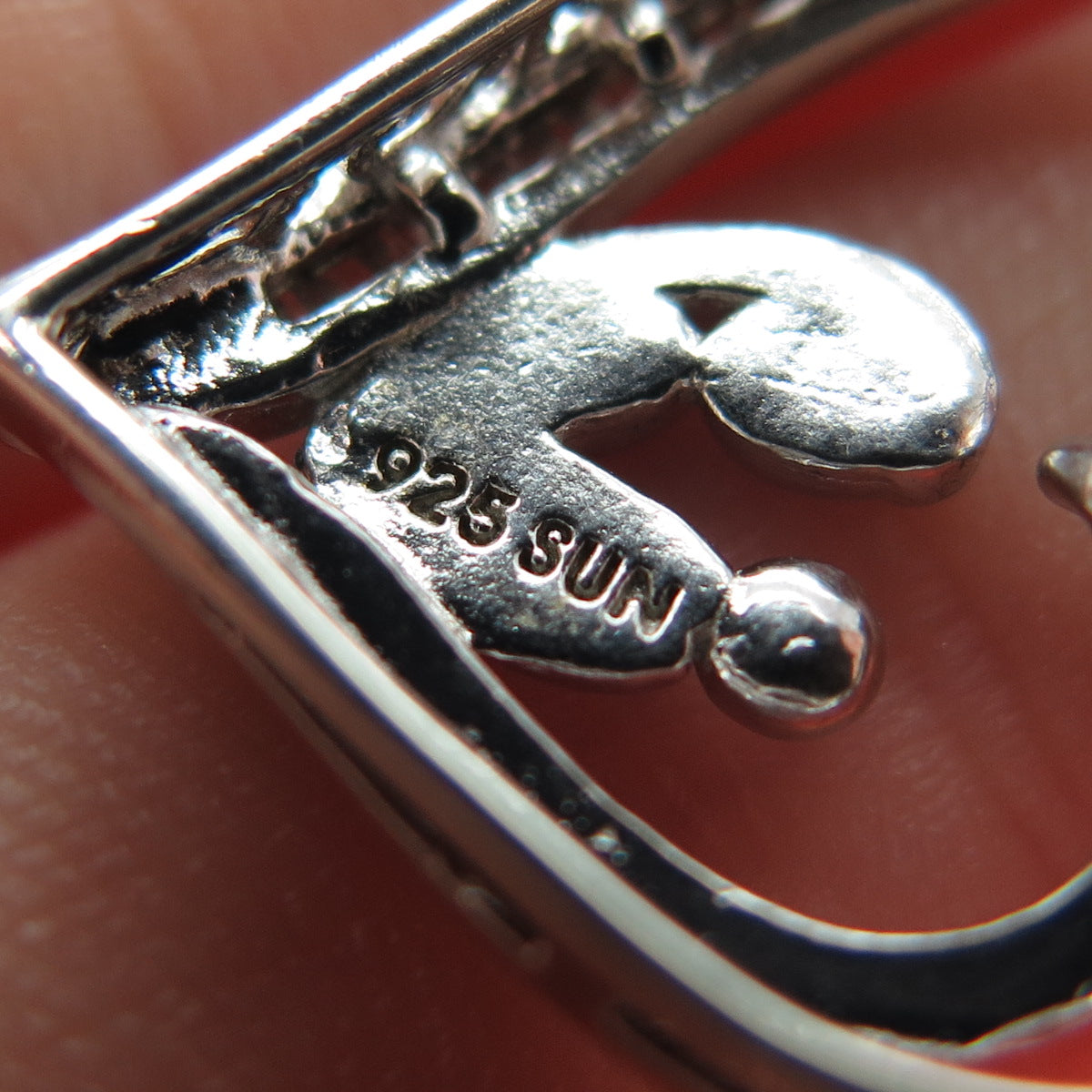 SUN 925 Sterling Silver Real Multi-Cut Diamond Mom & Child Heart Charm Pendant