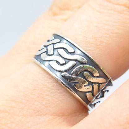 925 Sterling Silver Vintage Braided Band Ring Size 8.25