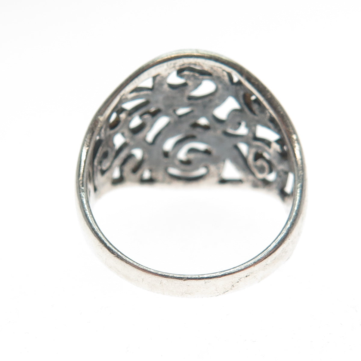 925 Sterling Silver Vintage Swirl Oxidized Ring Size 7