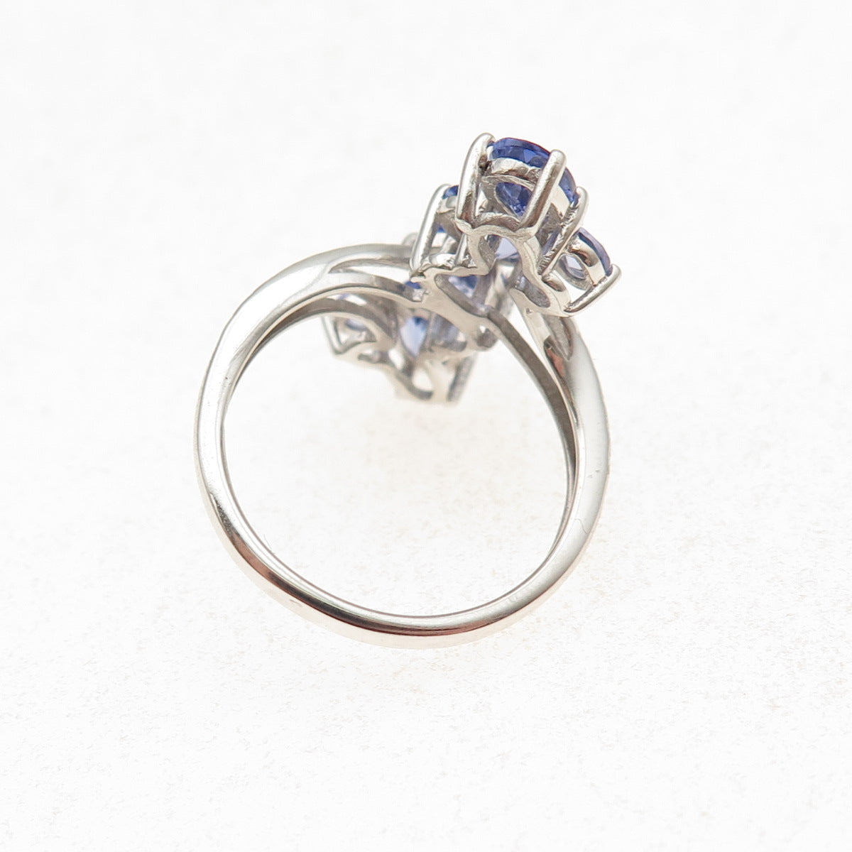 Chuck Clemency 925 Sterling Silver Real Tanzanite Bypass Ring Size 5.25