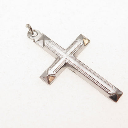 Vargas 925 Sterling Silver Antique Art Deco Cross Oxidized Charm Pendant